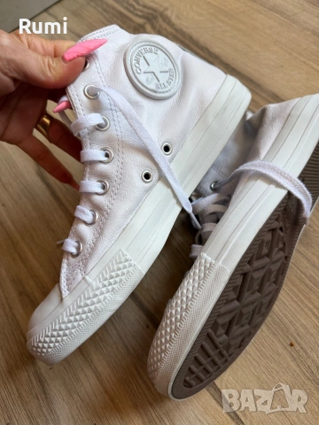 Оригинални кожени високи бели кецове Converse! 39 н, снимка 3 - Кецове - 24980084