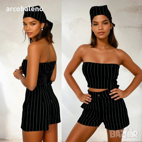 Дамски комплект от 3 части: топ, шорти и шал Sorela, 6цвята , снимка 8 - Комплекти - 50477893