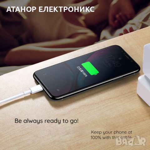  Кабел за данни - Type-C към Type-C Quick Charging PD18W, 2m - Бял, снимка 5 - Оригинални зарядни - 46694394