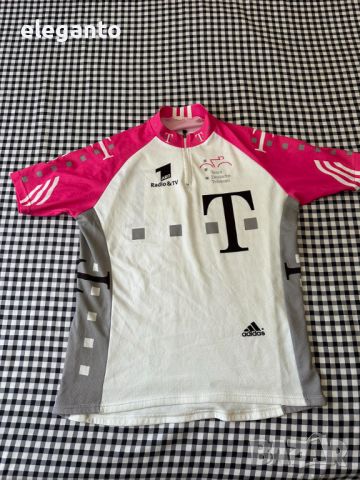 ADIDAS Telekom мъжко вело тениска 1/2 цип размер Л , снимка 2 - Тениски - 45094044