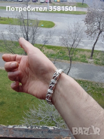 Сребърна Гривна-40грама., снимка 3 - Гривни - 54034955