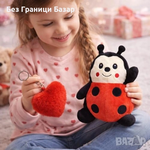 Нов Подарък за Свети Валентин – плюшена калинка, рози, ключодържател, снимка 4 - Романтични подаръци - 53692799