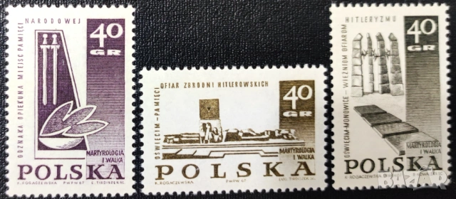 Полша, 1967 г. - лот марки на тема коне, спорт, риби, ВСВ, колоездене, , снимка 3 - Филателия - 53566936