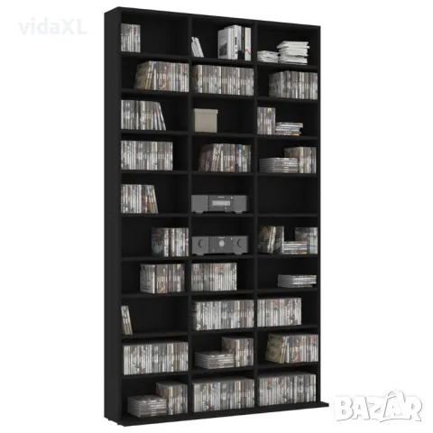 vidaXL Етажерка за CD, черна, 102x16x177,5 см, инженерно дърво(SKU:801779), снимка 2 - Други - 49391683