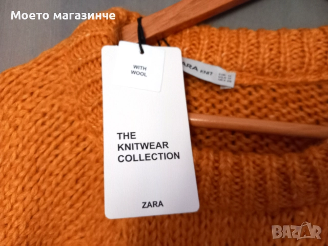 Нов дамски пуловер ZARA, цвят горчица, с етикет (M), снимка 6 - Блузи с дълъг ръкав и пуловери - 52083099