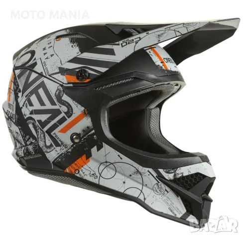 Мотокрос каска O’neal 3SRS V.22 BLACK/GRAY/ORANGE, снимка 2 - Спортна екипировка - 46904465