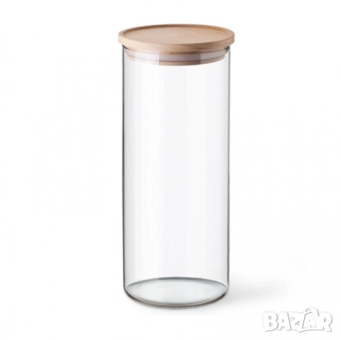 Стъклен буркан с бамбуков капак Ø10 x 10 см, 700 мл, снимка 5 - Други - 51969396