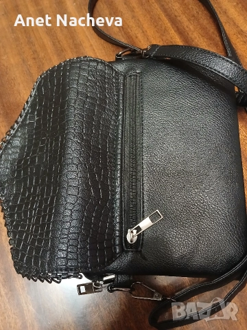 Дамска чанта с дълга дръжка - черна, снимка 6 - Чанти - 52997670