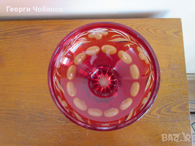 Червена кристална купичка на Бохемия, снимка 4 - Други - 45032169