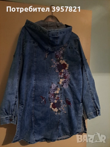 Дамско дълго дънково яке , снимка 2 - Якета - 53586720