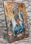 Икона Свети Мина на кон със светци 30/20 см - УНИКАТ, декупаж, снимка 2