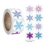100 бр Коледни снежинка снежинки сини лилави кралство малки самозалепващи лепенки стикери за ръчна