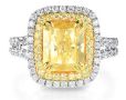 Пръстен с жълт изумруден канарски диамант , снимка 1 - Пръстени - 25576631