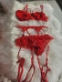 Нов червен сет дамско бельо от 3части, снимка 2