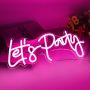 Appneon Неонов знак Let's Party, розови букви, захранван от USB, снимка 3