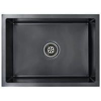 vidaXL Ръчно изработена кухненска мивка, черна, неръждаема стомана(SKU:145084, снимка 1 - Мивки - 45115268