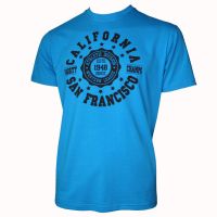 Памучна тениска в син цвят (003), снимка 1 - Тениски - 45451194