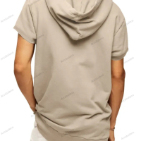 Мъжка ежедневна тениска с качулка и къс ръкав, 5цвята , снимка 5 - Тениски - 40243201