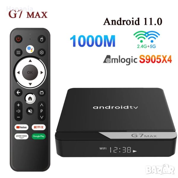 TV Box G7 MAX, Smart TV, AndroidTV, ТВ Бокс, Amlogic S905X4, 4/32GB, IPTV, , снимка 1