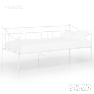 vidaXL Рамка за легло, разтегателен диван, бяла, метал, 90x200 см(SKU:324756, снимка 1