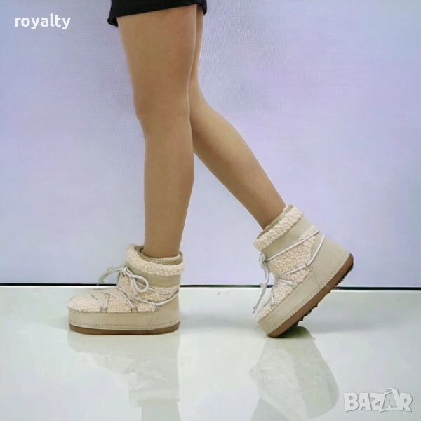 Апрески на платформа - бежов велур - NS80, снимка 1