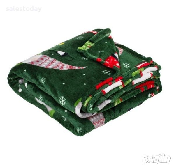 Коледна завивка с Джуджета/ гномчета, Коледно Одеяло, 160*130см, зелено, снимка 1