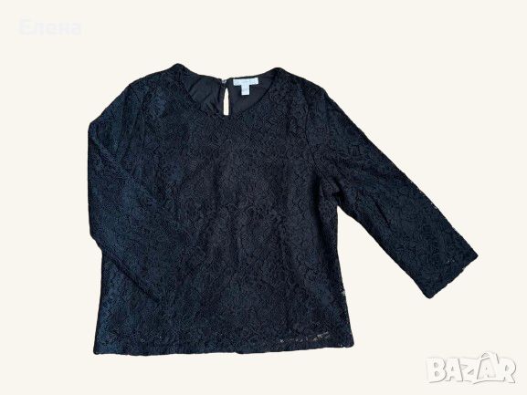 Ново H&M Черна Дантелена Блуза С 3​/​4 Ръкав, снимка 1