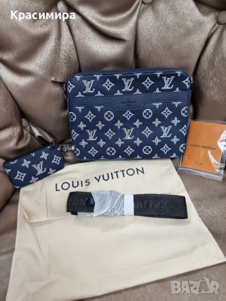 мъжка чанта Louis Vuitton естествена кожа , снимка 1