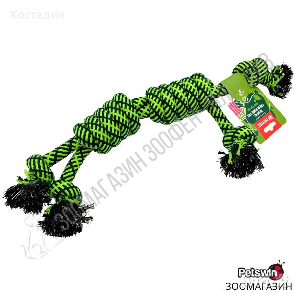 Въжена Играчка за Куче - с 4 възела - с аромат на Мента - 52см - Dental Chew Rope Toy- Pet-Interest, снимка 1