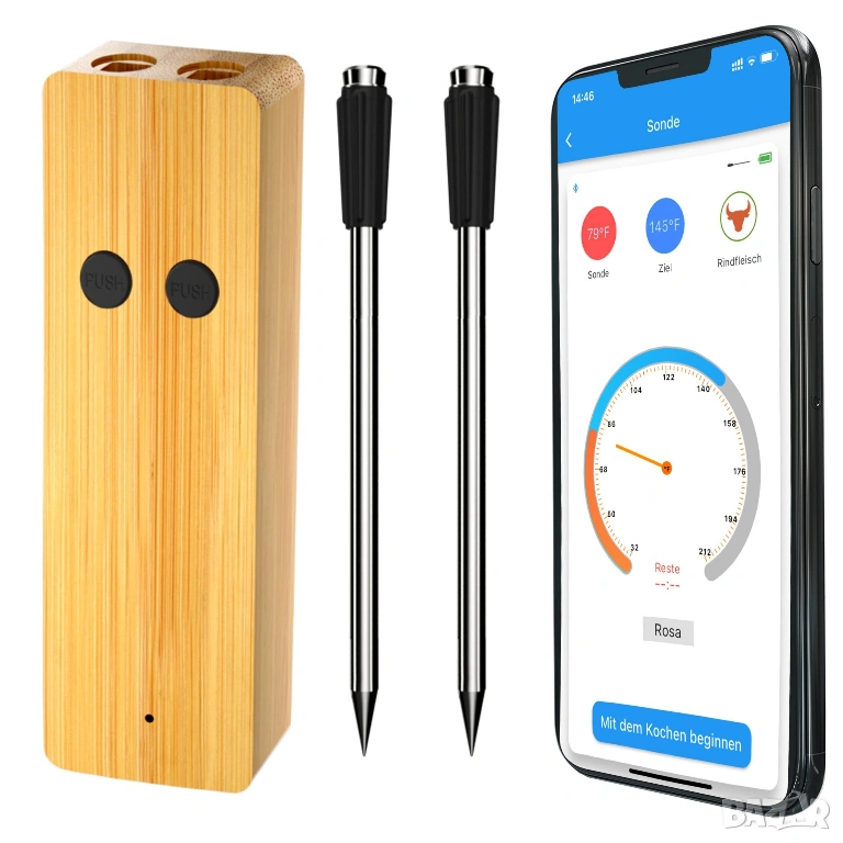 Bluetooth двоен термометър за BBQ - JX268, снимка 1