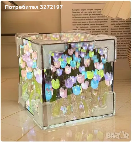 Ръчно изработена LED нощна лампа с изкуствени цветя 21 бр. - ЛАЛЕТА ,Направи си сам, снимка 1