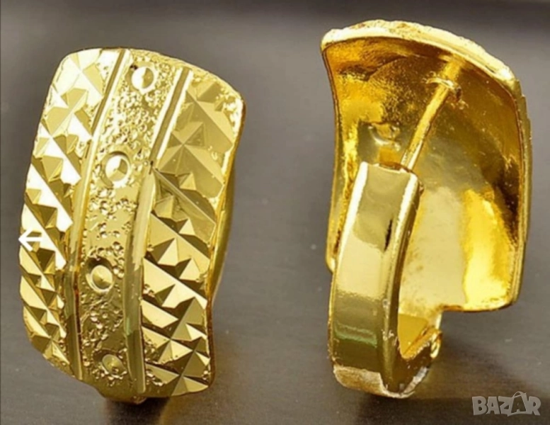 Класически масивни обеци от 9к попълнено злато 20 лв., снимка 1