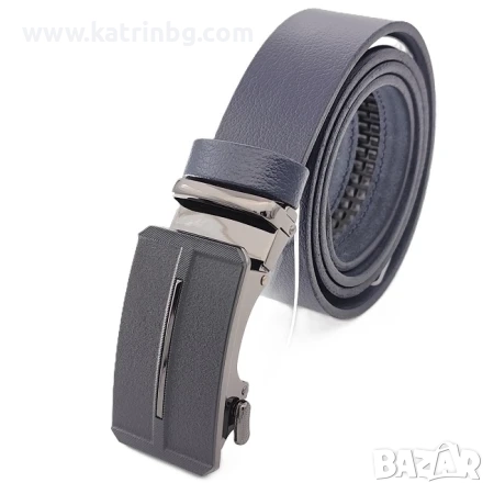 Мъжки колан от естествена кожа в тъмносиньо с автоматична катарама Код на продукта:C-0024, снимка 1