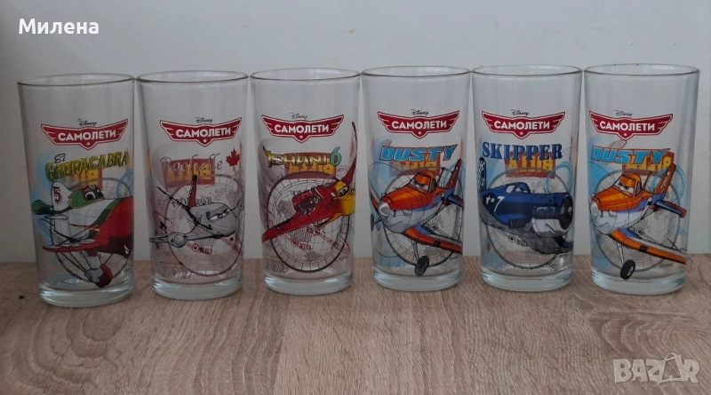 Стъклени чаши със самолети Дисни - 250 мл., снимка 1
