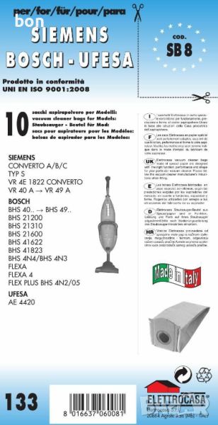 Торби за прахосмукачки ELETTROCASA SB 8, снимка 1