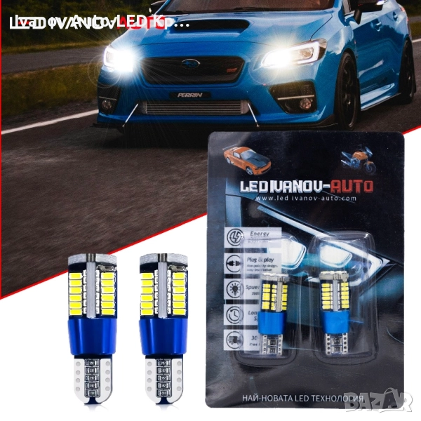 LED Габаритни Крушки T10 W5W – 360° Осветяване, снимка 1