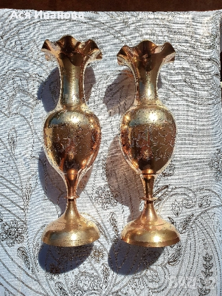 Чифт месингови вази, снимка 1