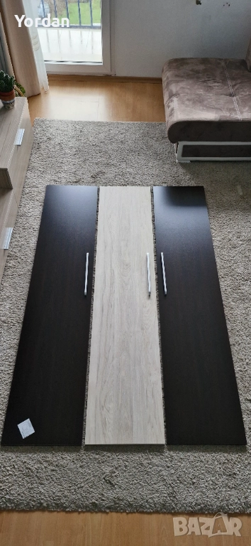 Вратички за гардероб, 185x39cм, ПДЧ 15 мм венге/светъл рокфорд хикори, снимка 1