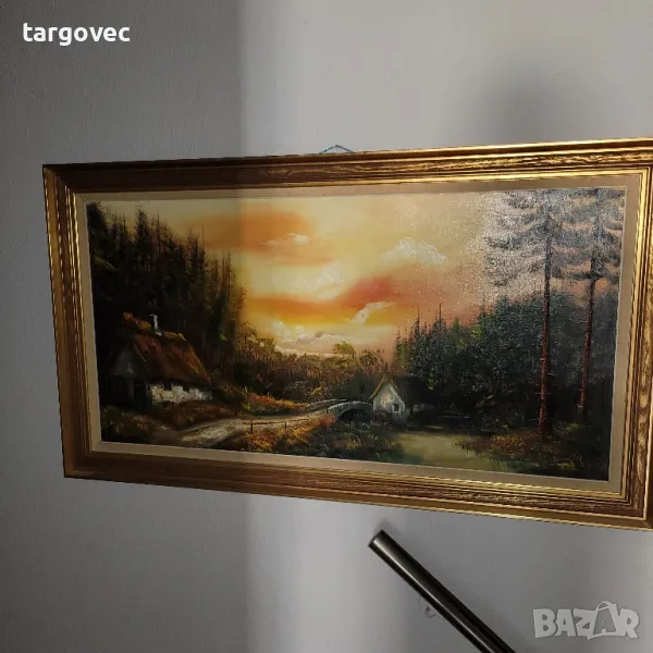 разкошен голям пейзаж масло върху платно внос от западна Европа, снимка 1