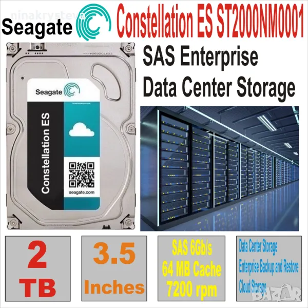 HDD3.5 SAS 2TB SEAGATE ConstellationST2000NM0001, снимка 1