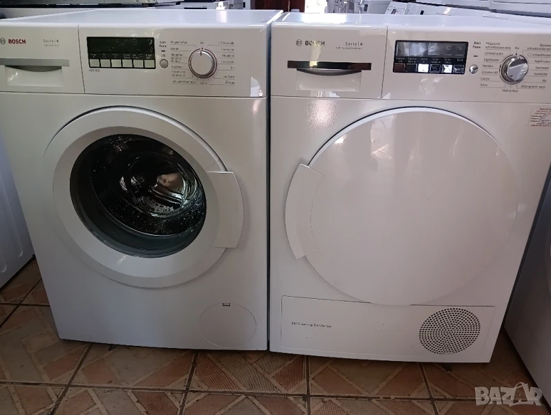 Комплект пералня и сушилня с термопомпа Бош Bosch Serie 4 A+++ 8кг 2 години гаранция!, снимка 1
