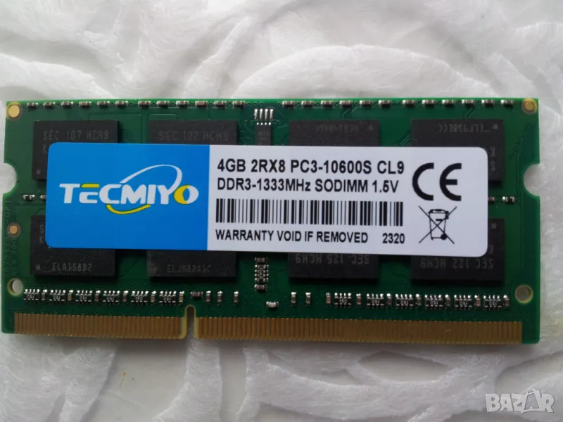 НОВИ!4GB DDR3 PC3 10600s/1333MHz 2RX8 Ram за стари лаптопи SODIMM 1г.гаранция, снимка 1