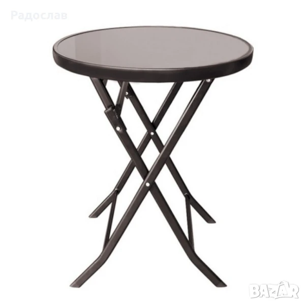 Маса Muhler D60xH74cm, сгъваема, стъклен плот, снимка 1