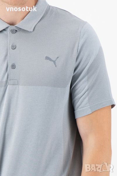 Мъжка Тениска Puma за голф evoKnit с яка и технология DryCell, Сив-номер S, снимка 1