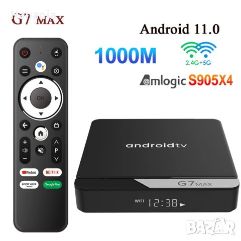 TV Box G7 MAX, Smart TV, AndroidTV, ТВ Бокс, Amlogic S905X4, 4/32GB, IPTV, 