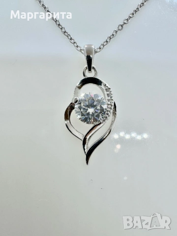 Сребърно колие с мойсанит (диамант) 1 карат