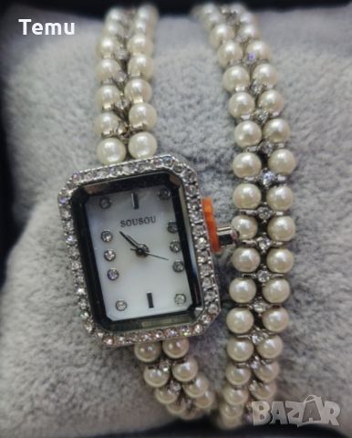 Дамски часовник  комплект с гривна бял/сребрист, снимка 3 - Дамски - 45765767