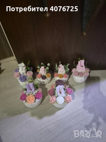 Керамични кашпи декурирани с ароматни сапунени цветя , снимка 10 - Декорация за дома - 51753026