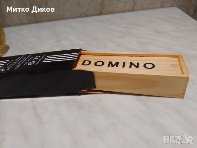 Домино марково ново 28 пула кожен калъф костни пулове 20х45мм и в дърв.кутия ново, снимка 12 - Домино - 40000427