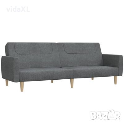 vidaXL 2-местно разтегателно канапе, светлосиво, текстил（SKU:337403, снимка 1 - Дивани и мека мебел - 45114271